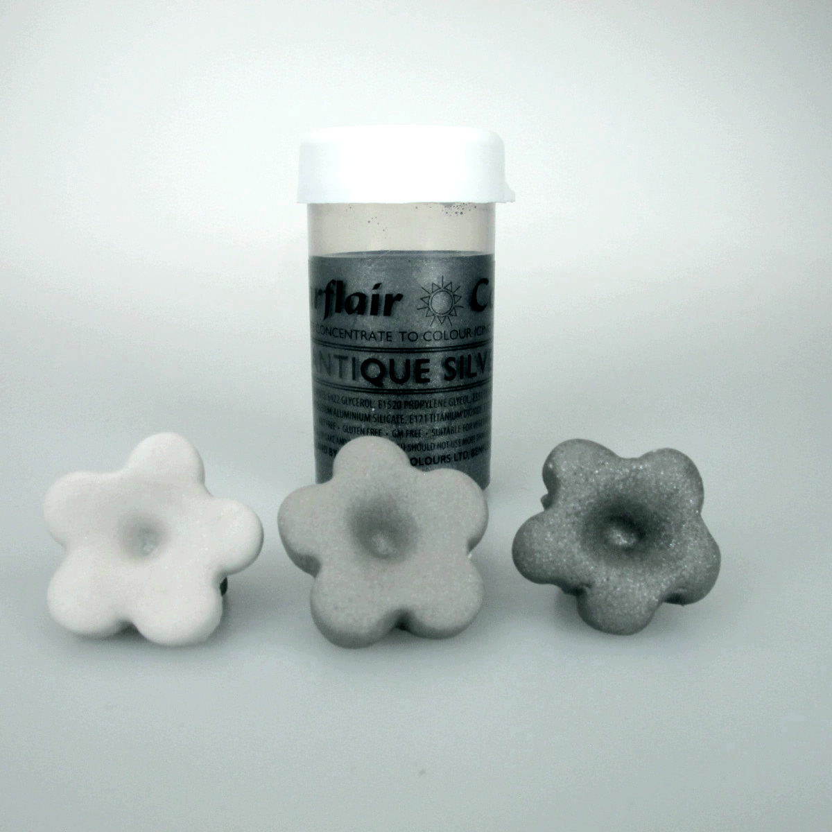 Χρώμα ζαχαροπλαστικής πάστα γκρι ασημί satin 25γρ Sugarflair