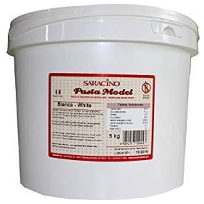 Ζαχαρόπαστα μοντελισμού λευκό 5 κιλά Saracino