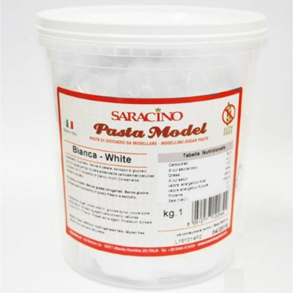 Ζαχαρόπαστα μοντελισμού λευκό 1 κιλό Saracino