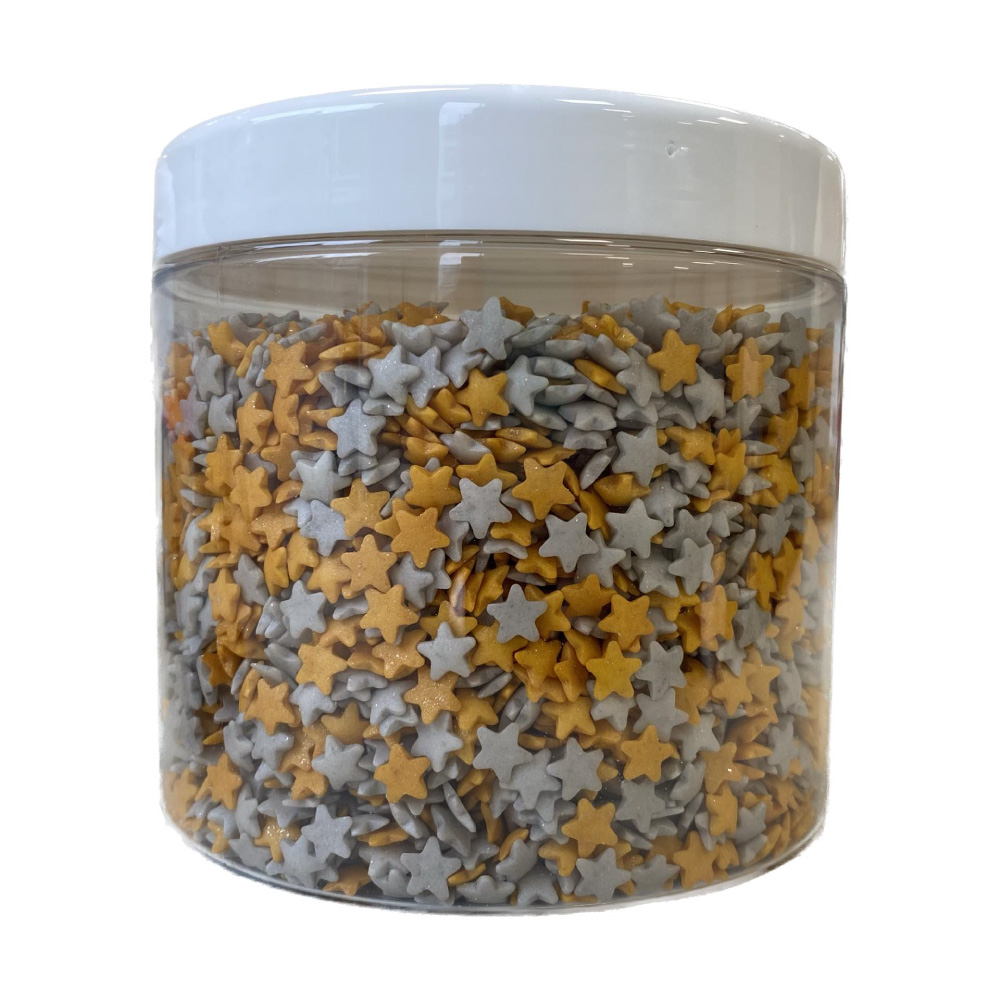Sprinkles αστεράκια χρυσά- ασημί 400γρ Sweetbite