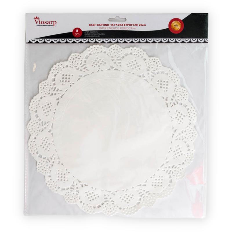 Βάσεις χάρτινες λευκές με δαντέλα 8τεμ 29cm Viosarp
