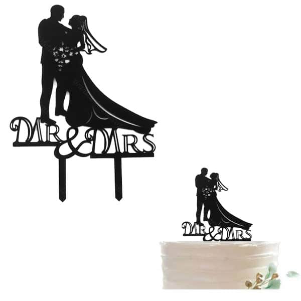 Topper ζευγάρι με ανθοδέσμη 17cm