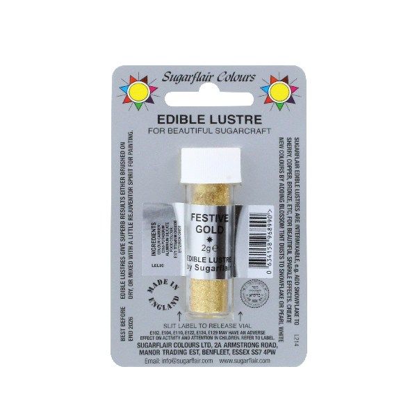 Χρώμα ζαχαροπλαστικής σκόνη χρυσό festive 2γρ Sugarflair