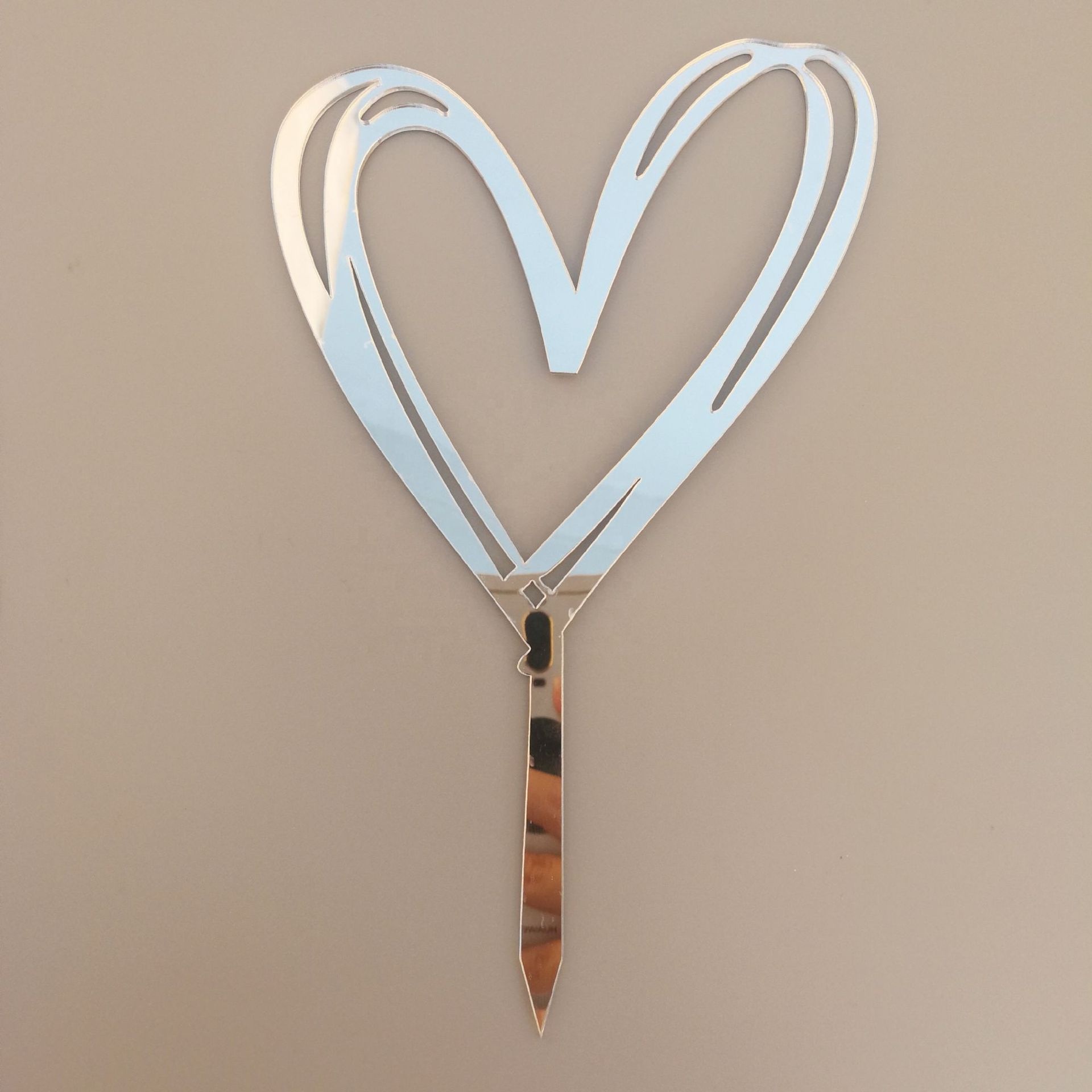 Topper καρδιά τριπλή ασημί 17cm