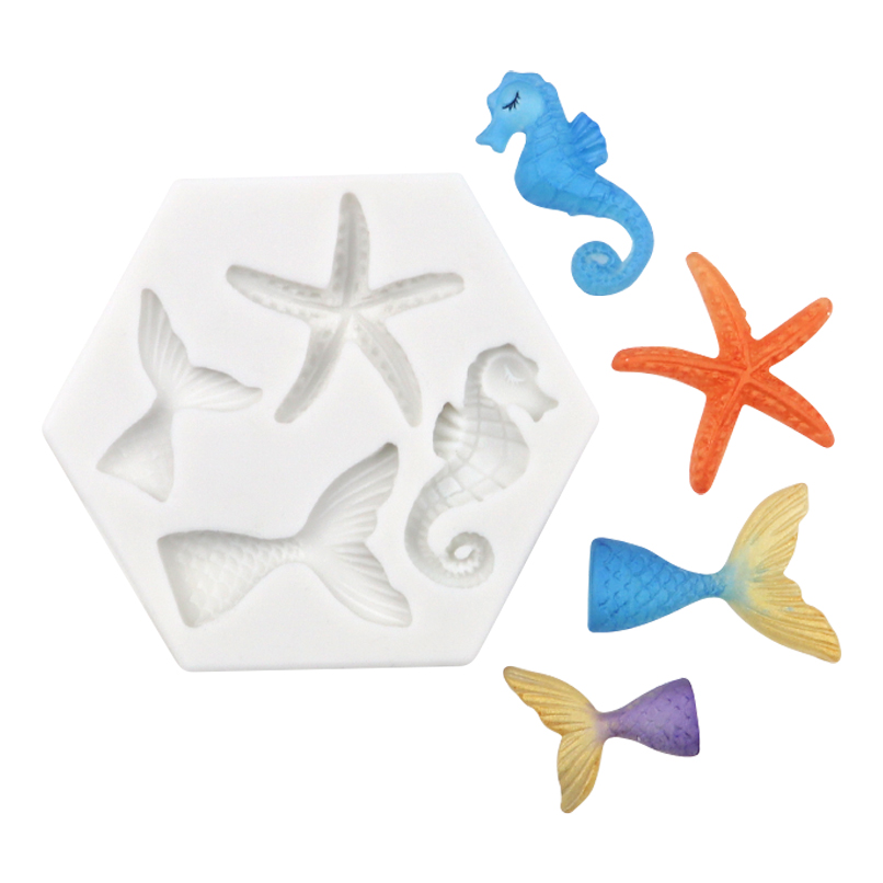 Καλούπι σιλικόνης ουρές γοργόνας, αστερίας και ιππόκαμπος