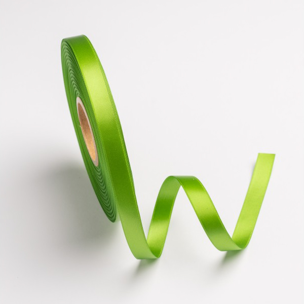 Κορδέλα σατέν λαχανί με ούγια 12mm 50m διπλής όψης