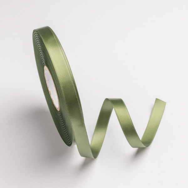 Κορδέλα σατέν χακί με ούγια 12mm 50m διπλής όψης