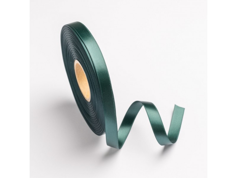 Κορδέλα σατέν πράσινο σκούρο με ούγια 12mm 50m διπλής όψης