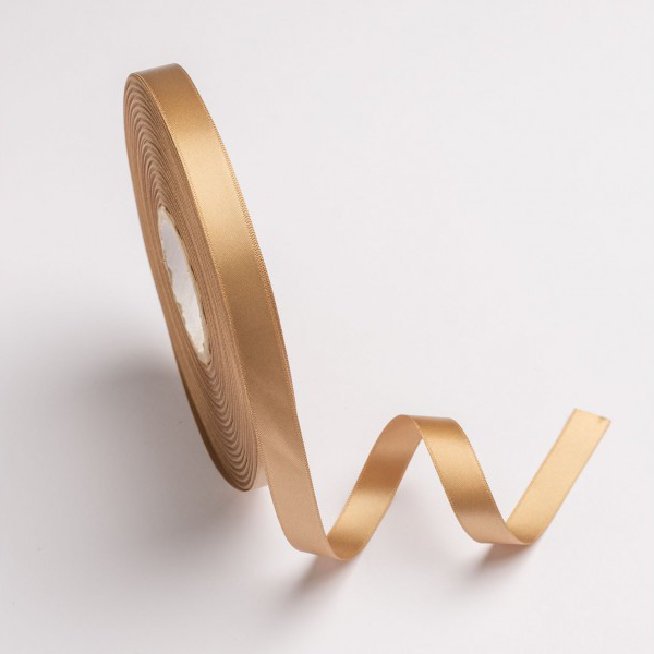 Κορδέλα σατέν καφέ ανοικτό με ούγια 12mm 50m διπλής όψης