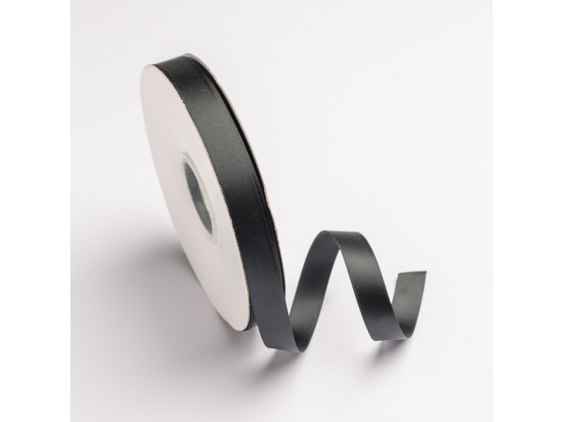 Κορδέλα σατέν μαύρο με ούγια 16mm 50m διπλής όψης