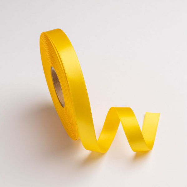 Κορδέλα σατέν κίτρινο με ούγια 16mm 50m διπλής όψης