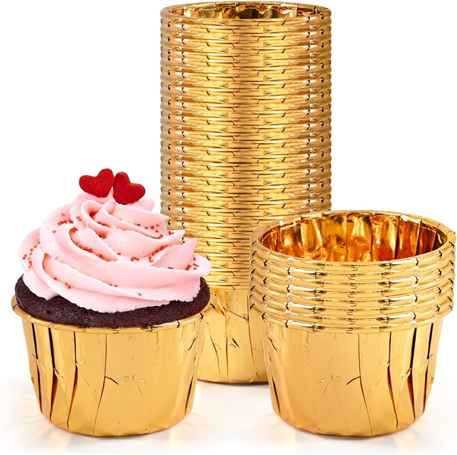 Θήκες cupcake σταθερές χρυσό 5cm 50τεμ
