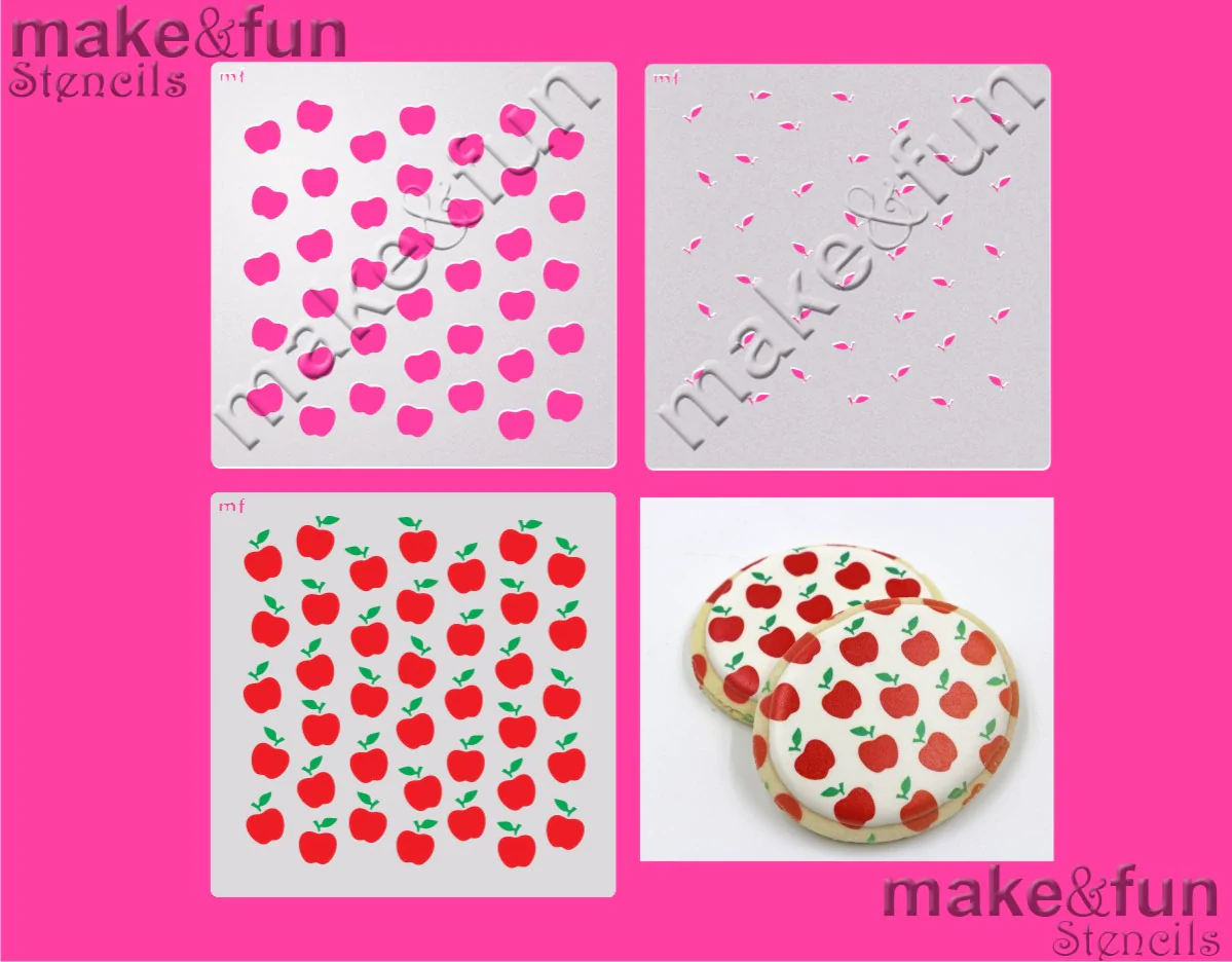 Στένσιλ μήλα 3τεμ 14x14cm