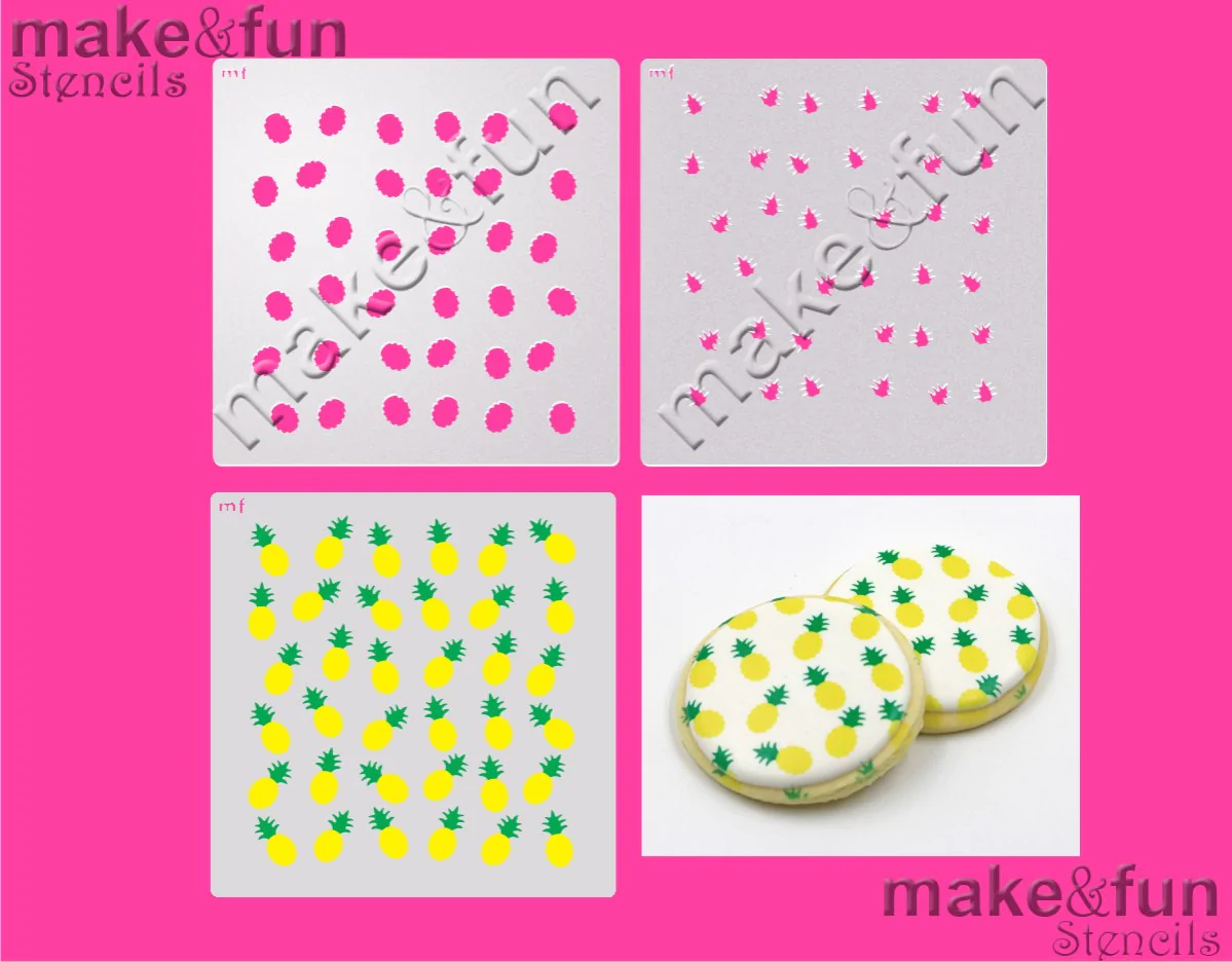 Στένσιλ ανανάς 3τεμ 14x14cm