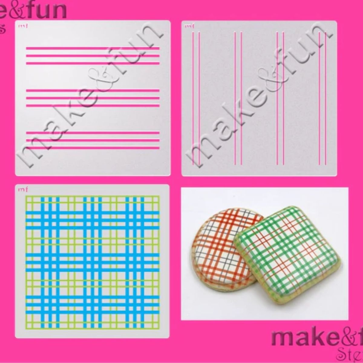 Στένσιλ ύφασμα καρώ 3τεμ 14x14cm