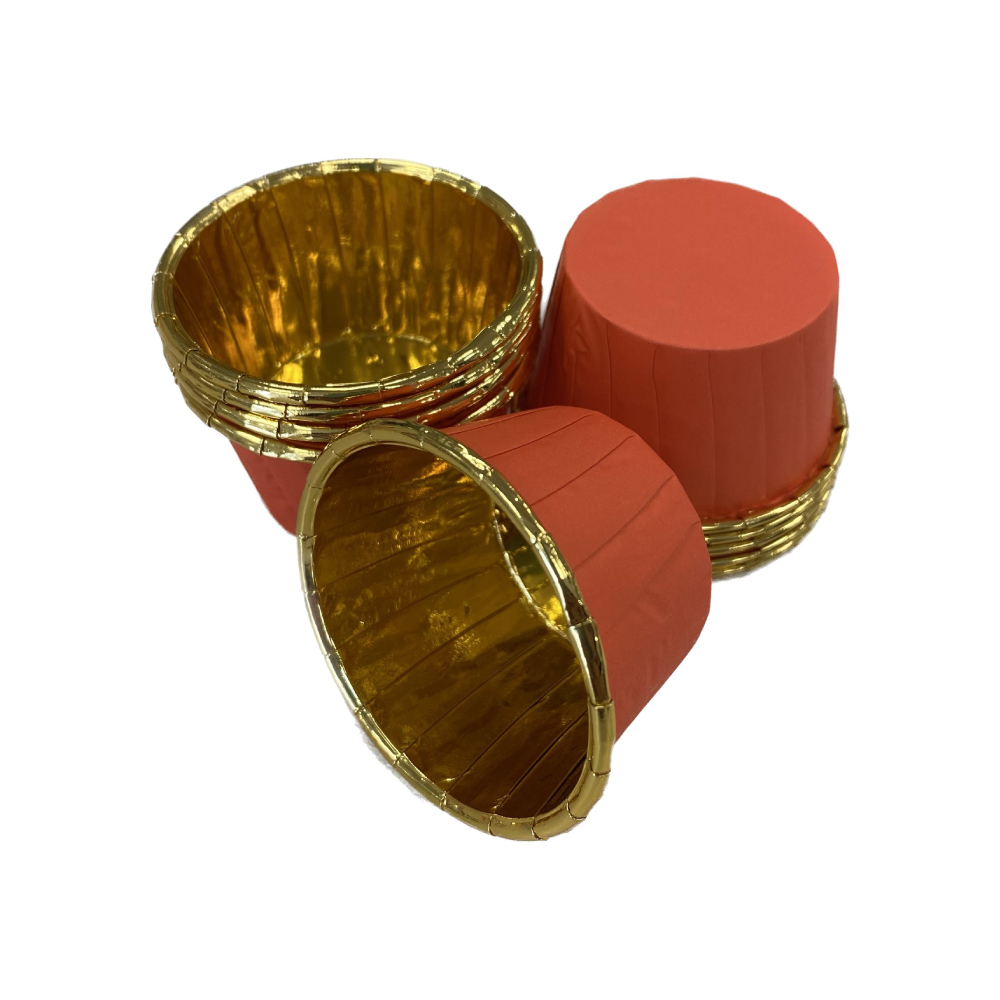 Θήκες cupcake σταθερές mini κόκκινο με χρυσό 3,8cm 50τεμ