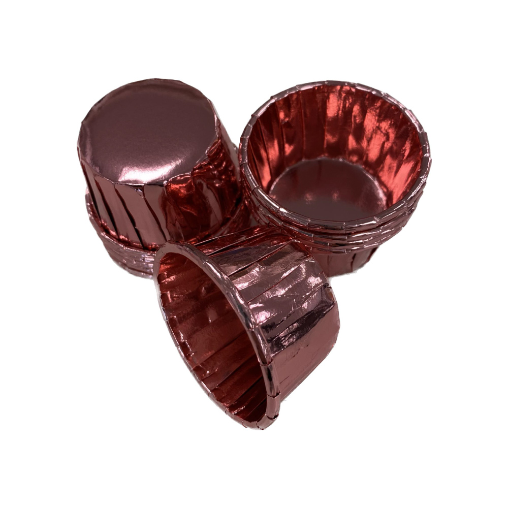 Θήκες cupcake σταθερές mini ροζ μεταλλιζέ 3,8cm 50τεμ