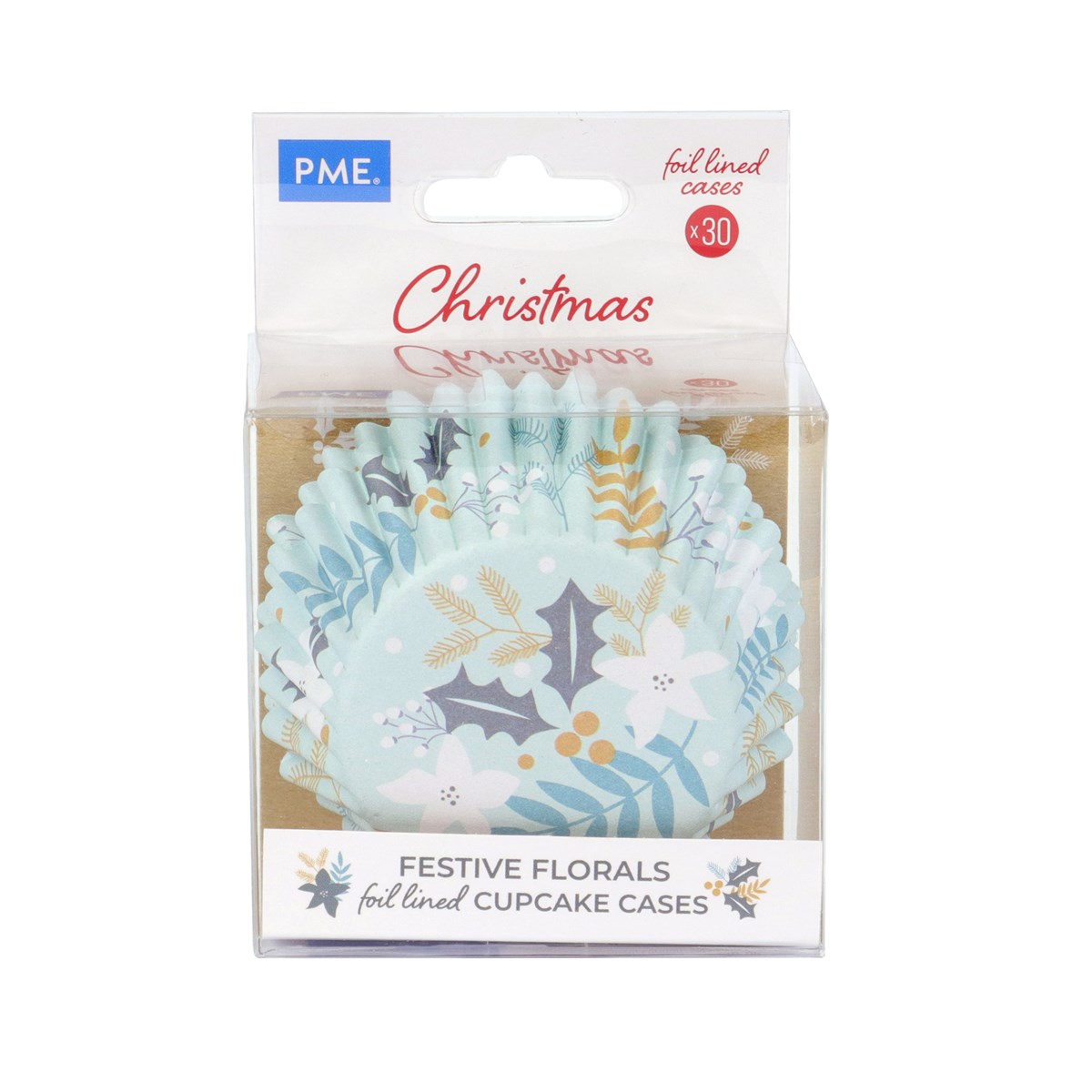 Θήκες cupcake Christmas Floral 5cm 30τεμ PME