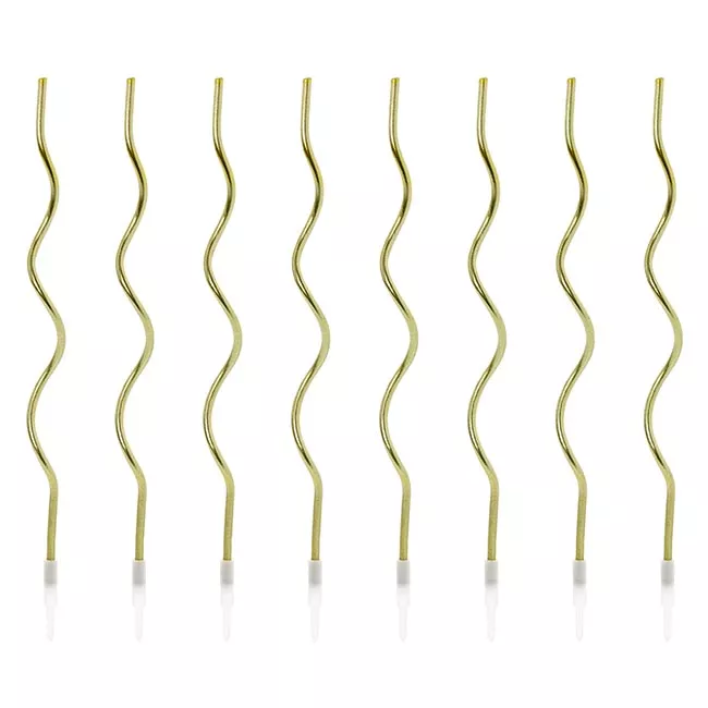 Κεριά curl χρυσά 14cm 8τεμ PartyDeco