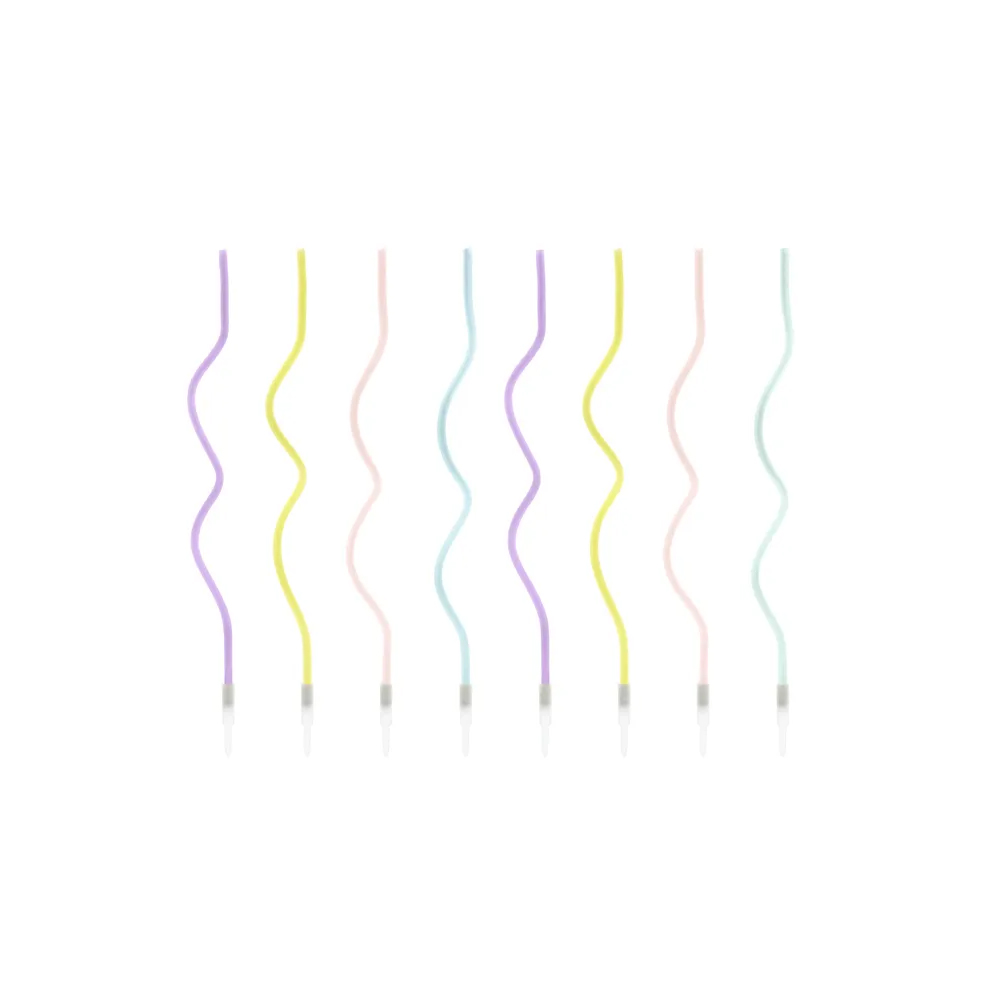 Κεριά curl πολύχρωμα παστέλ 14cm 8τεμ Party Deco