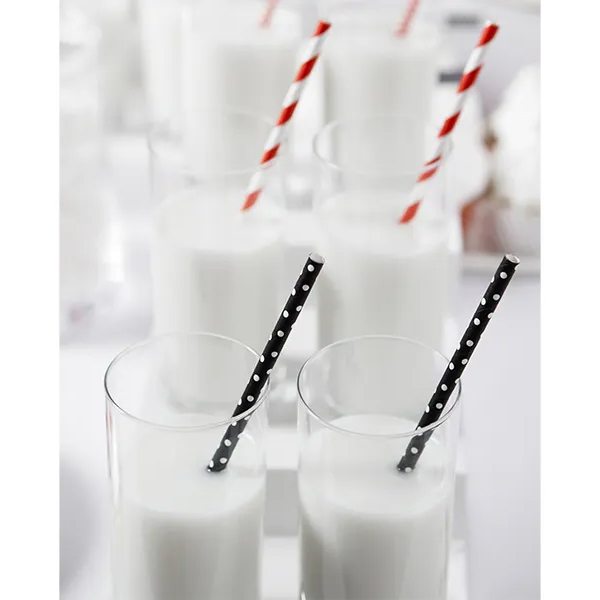 Καλαμάκια χάρτινα μαύρα πουά 10τεμ 19,5cm PartyDeco