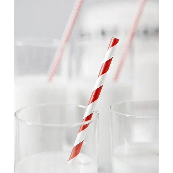 Καλαμάκια χάρτινα κόκκινα ριγέ 10τεμ 19,5cm PartyDeco