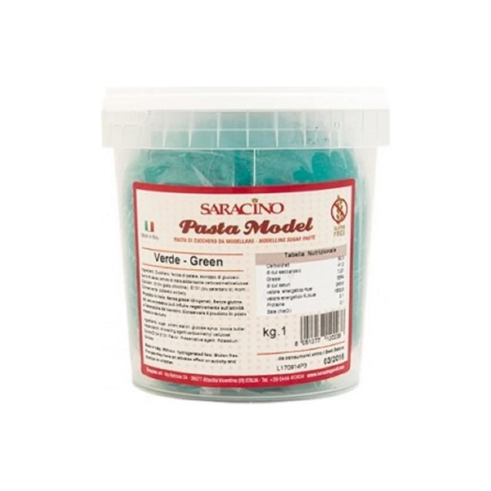 Ζαχαρόπαστα μοντελισμού πράσινο 1 κιλό Saracino