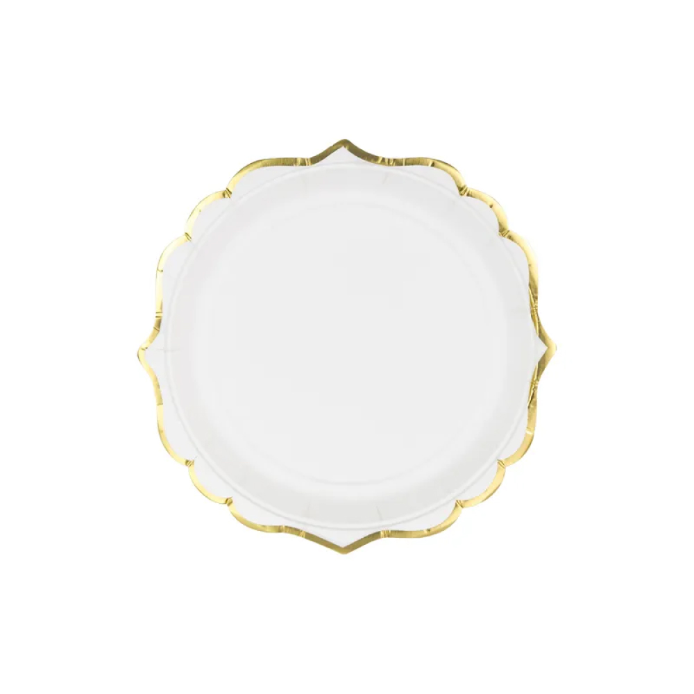 Πιάτα χάρτινα Vintage με χρυσό περίγραμμα 18,5cm 6τεμ PartyDeco