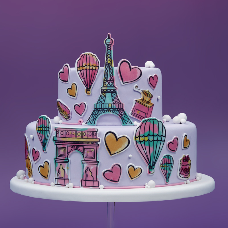 Πλάκα ζαχαρόπαστας Παρίσι 20x30cm Sugart