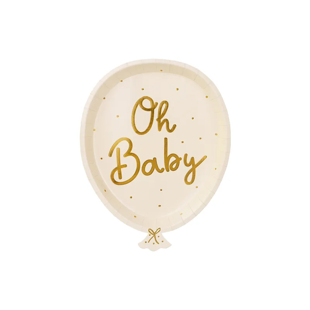 Πιάτα χάρτινα μπαλόνι Oh baby 17,5x22,0cm 6τεμ PartyDeco