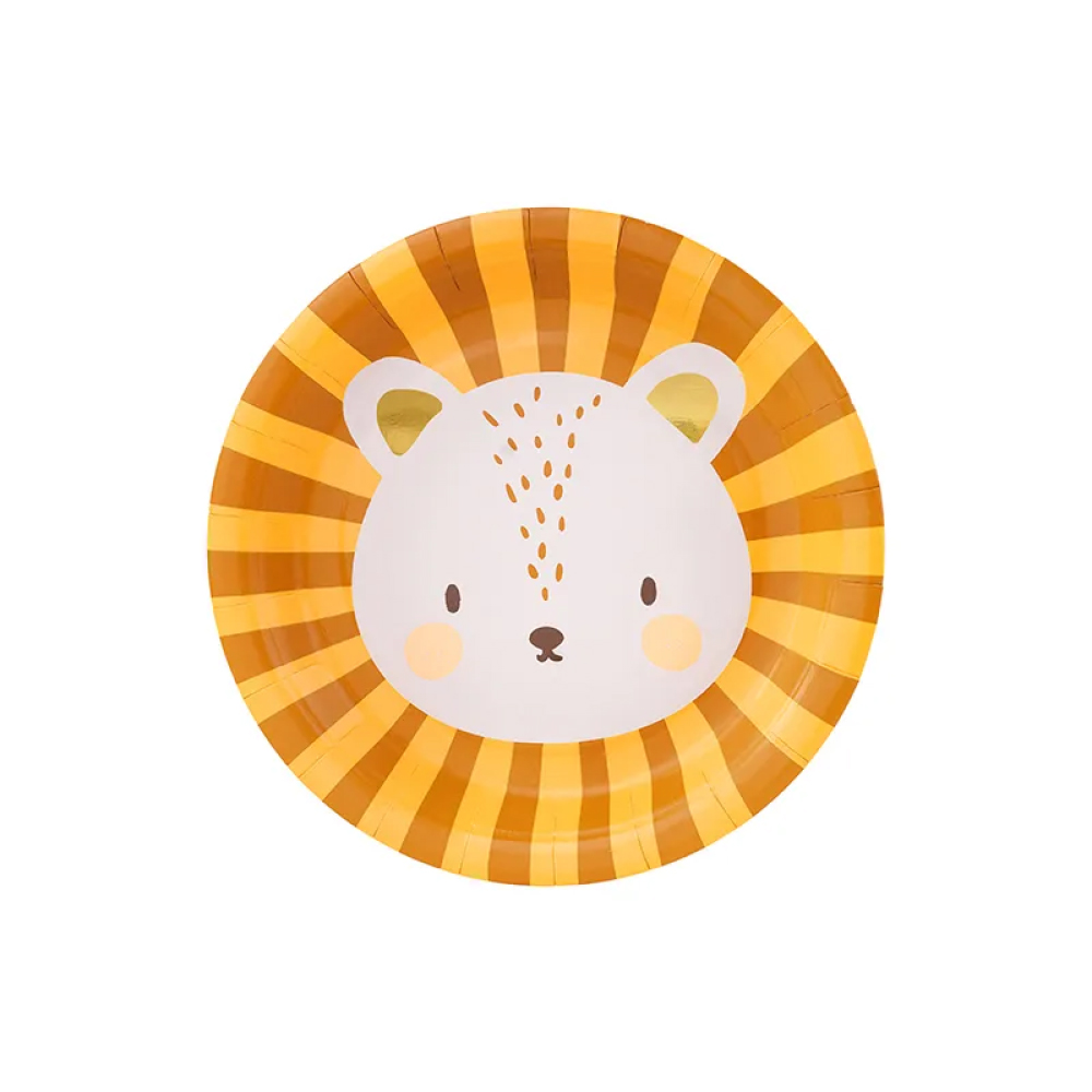 Πιάτα χάρτινα με λιοντάρι 18cm 6τεμ PartyDeco