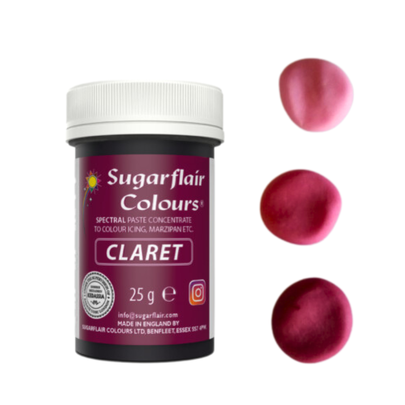 Χρώμα ζαχαροπλαστικής πάστα ροζ μπορντώ claret 25γρ Sugarflair
