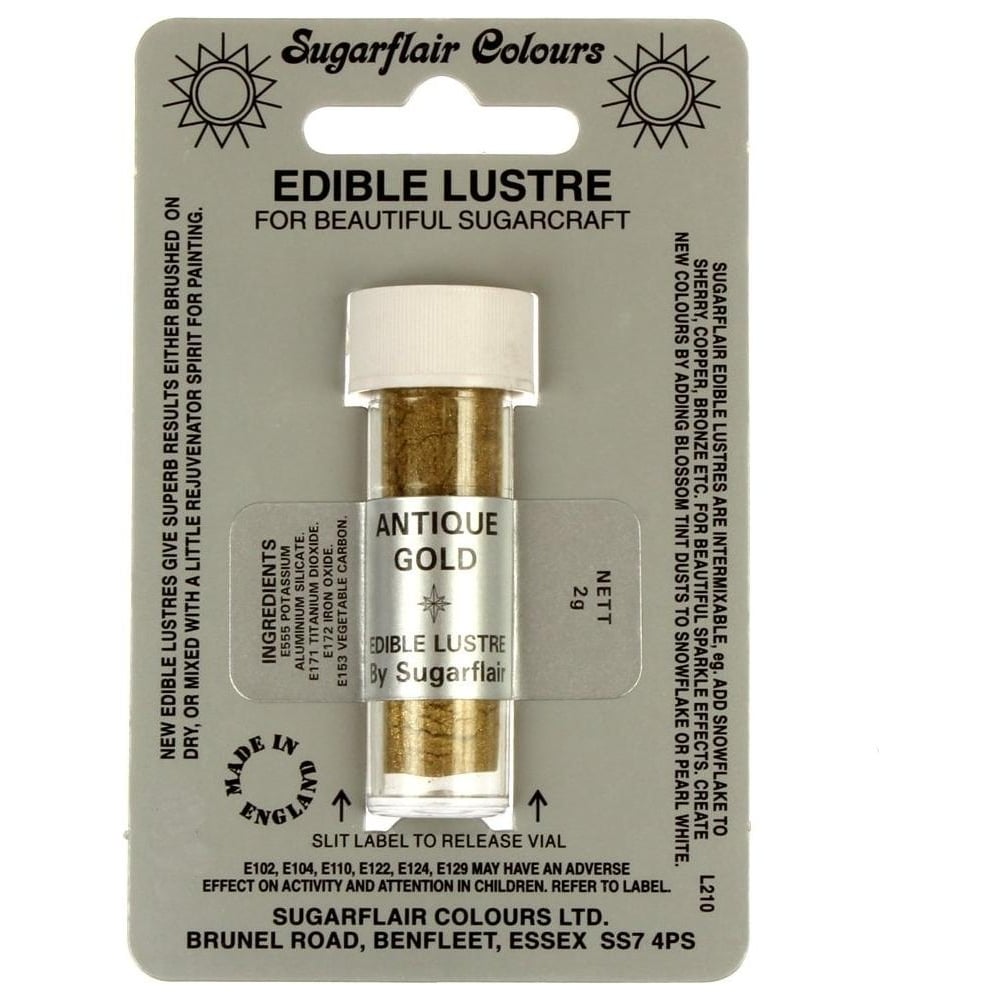 Χρώμα ζαχαροπλαστικής σκόνη χρυσό antique 2γρ Sugarflair
