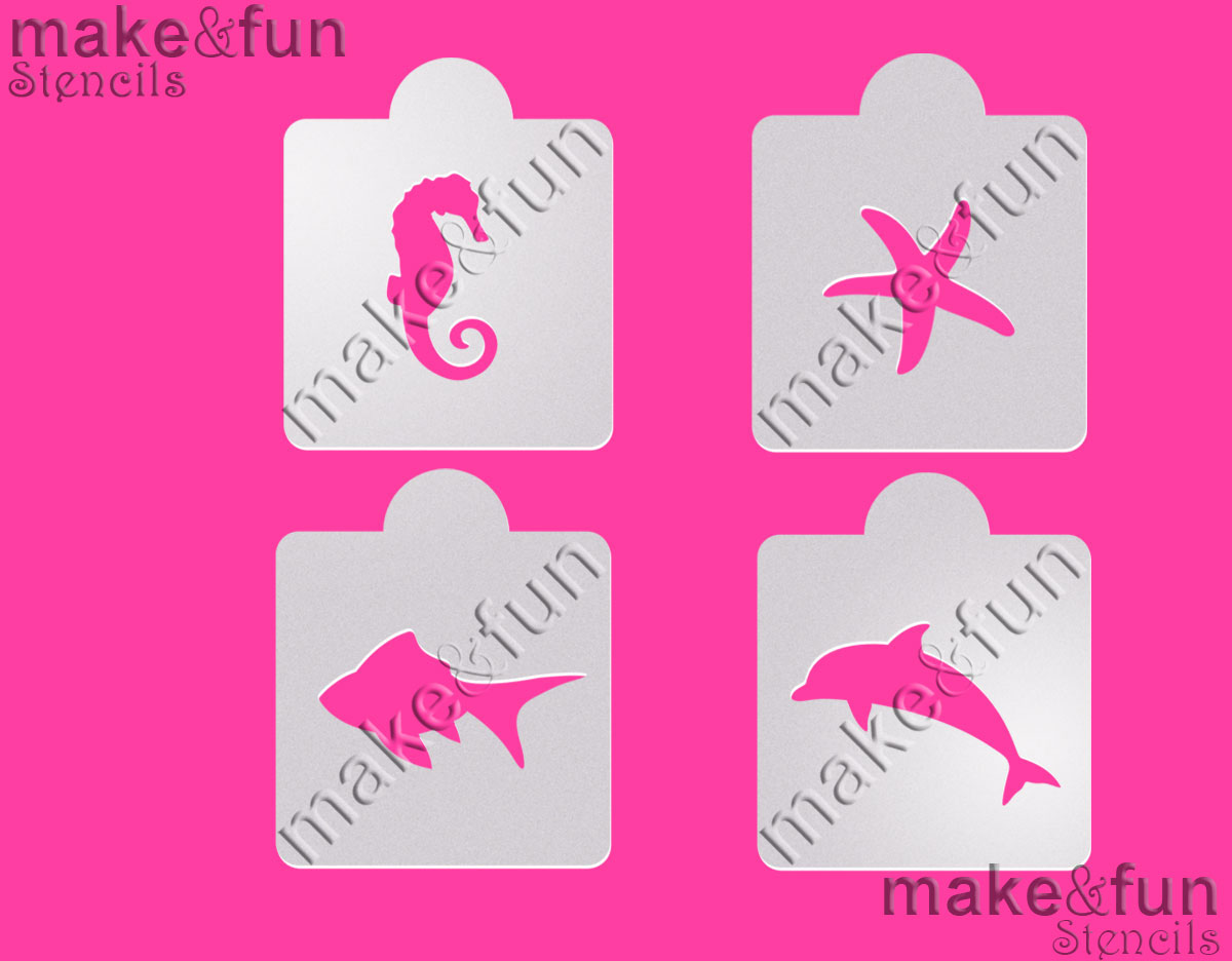 Στένσιλ ζώα της θάλασσας 6,5cm 4τεμ