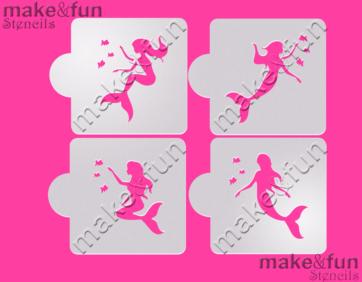 Στένσιλ γοργόνες 6,5cm 4τεμ