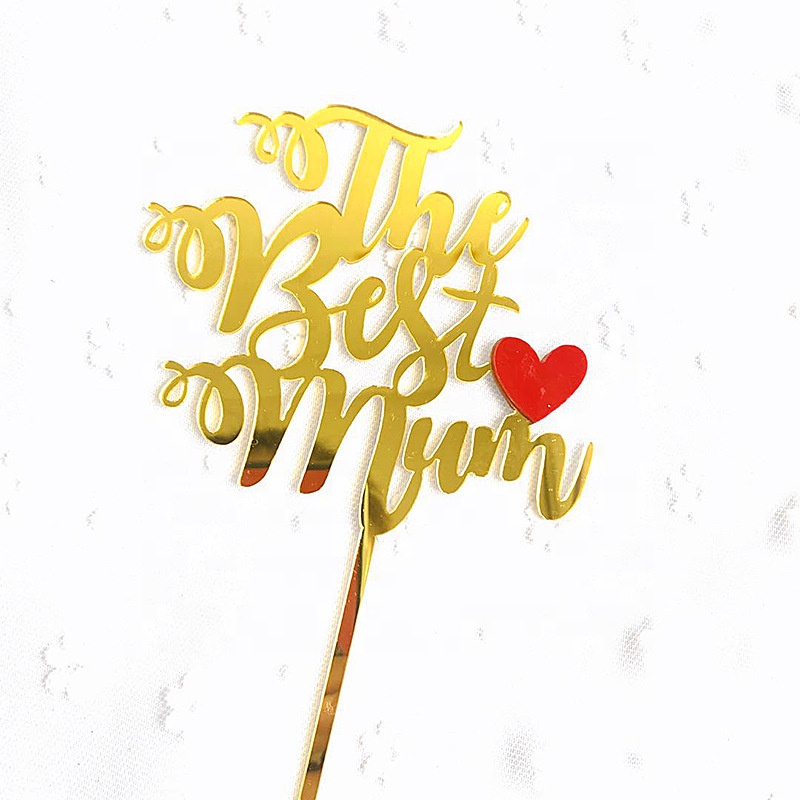 Topper The Best Mum με κόκκινη καρδιά 13cm