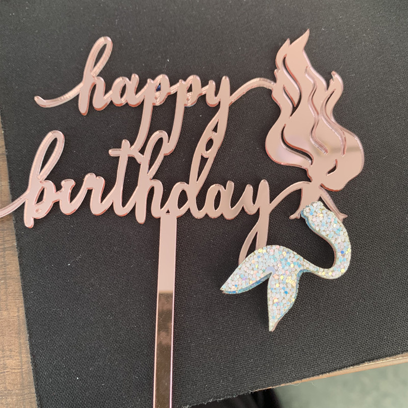 Topper Happy Birthday με γοργόνα 15cm