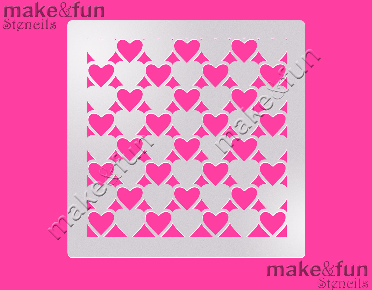 Στένσιλ καρδιές κενές-γεμάτες 14x14cm