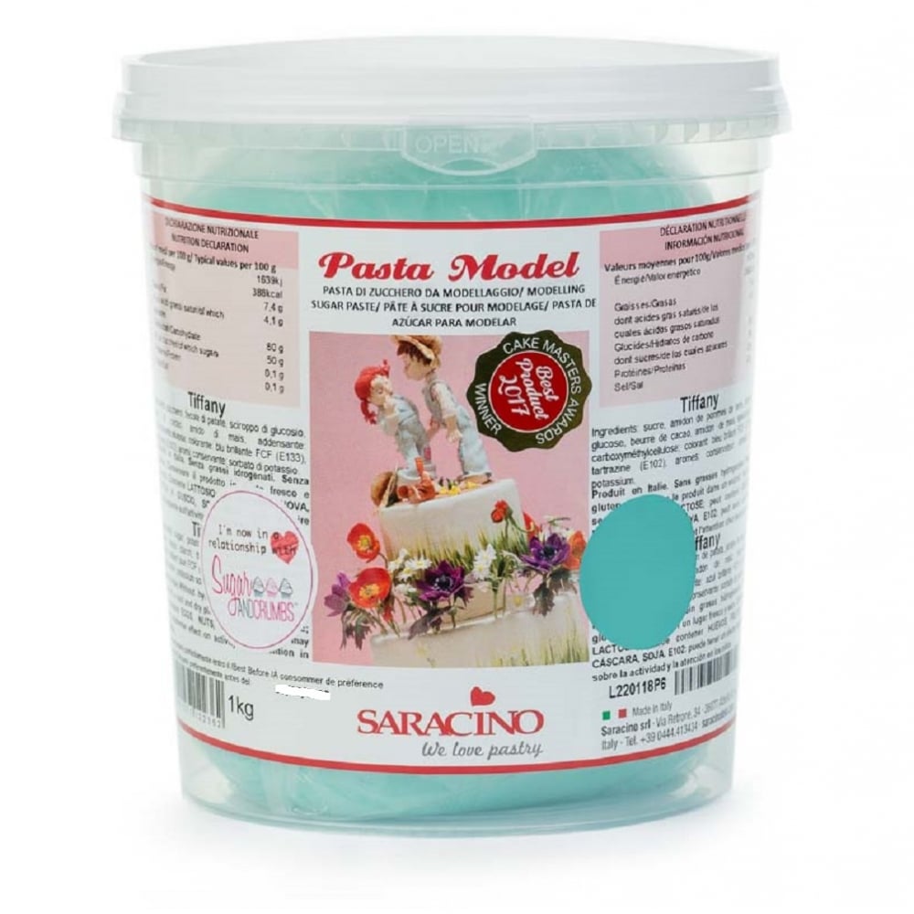 Ζαχαρόπαστα μοντελισμού tiffany blue 1 κιλό Saracino b.b. 30/4