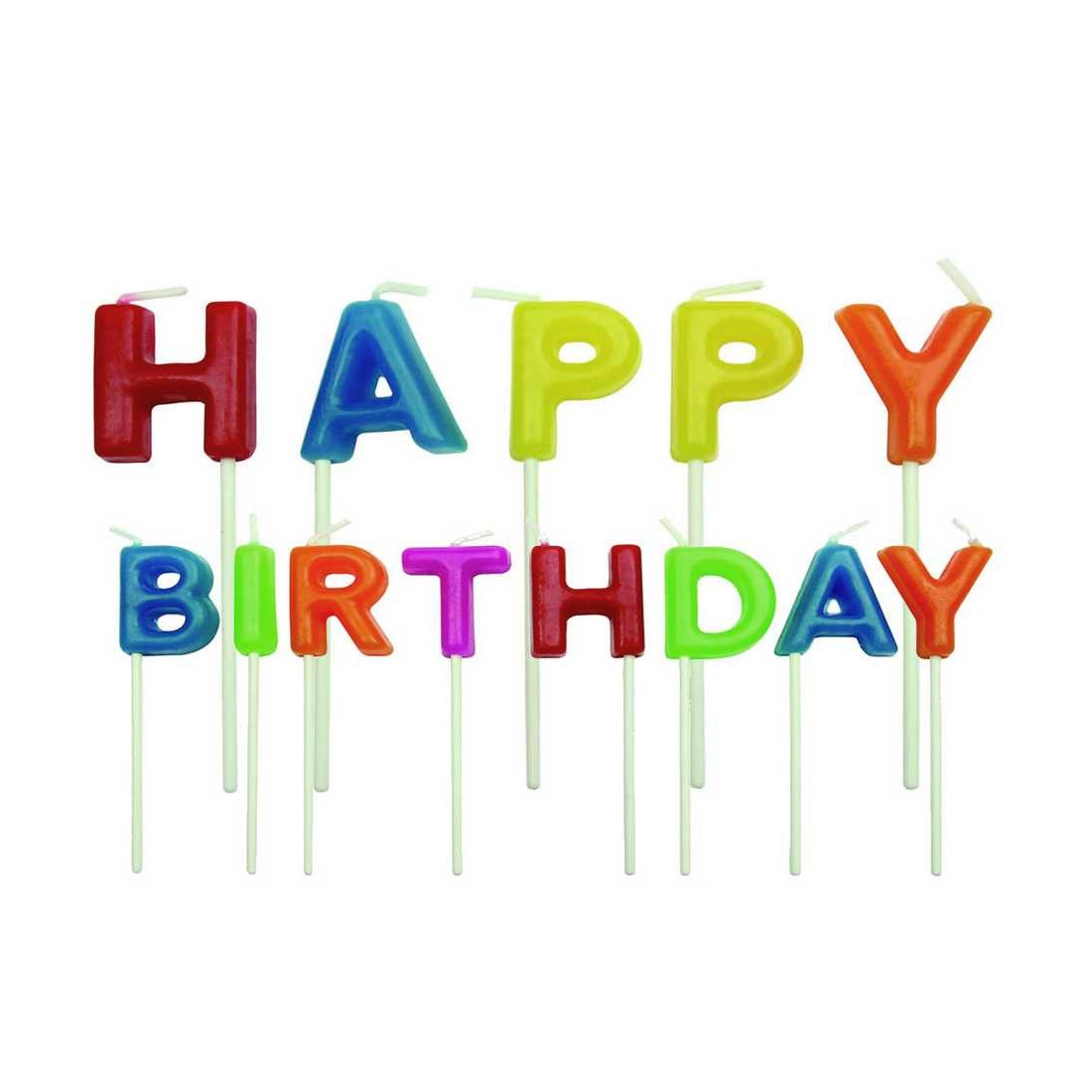 Κεριά happy birthday πολύχρωμα 2,4cm PME