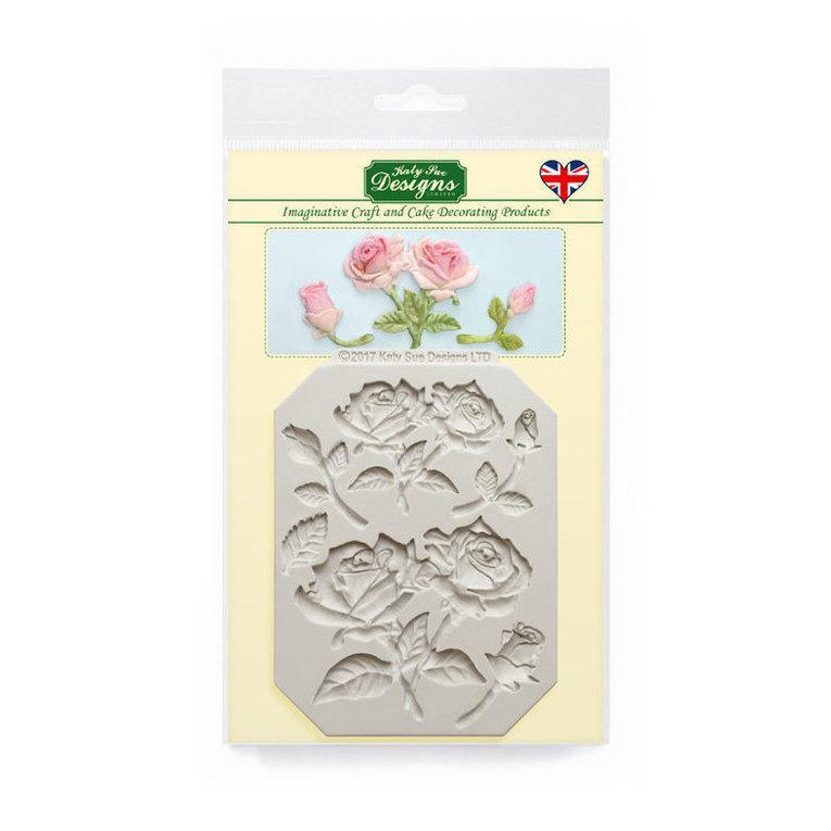 Καλούπι σιλικόνης τριαντάφυλλα μεγάλα με φύλλα Katy Sue