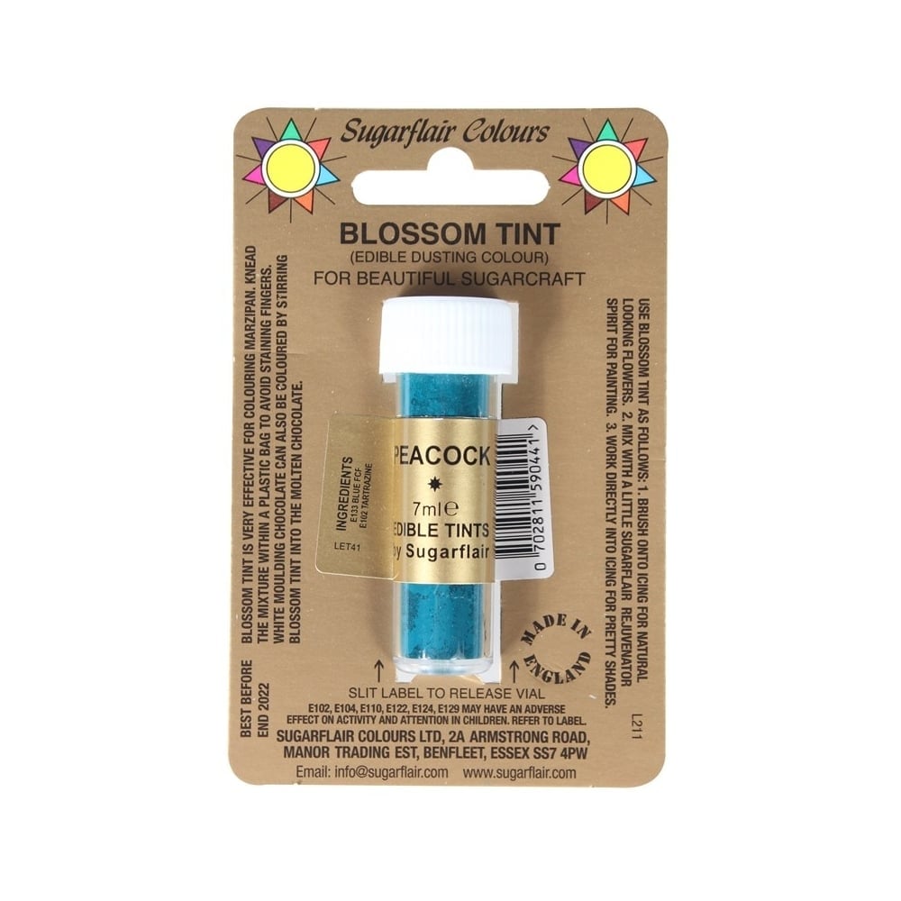 Χρώμα σκόνη γαλάζιο peacock blue 7ml Sugarflair