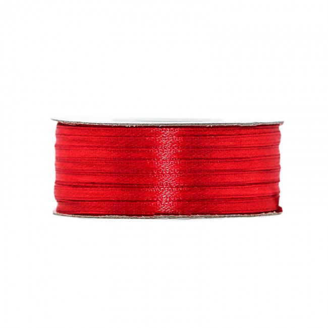 Κορδέλα σατέν κόκκινο 3mm 100m διπλής όψης