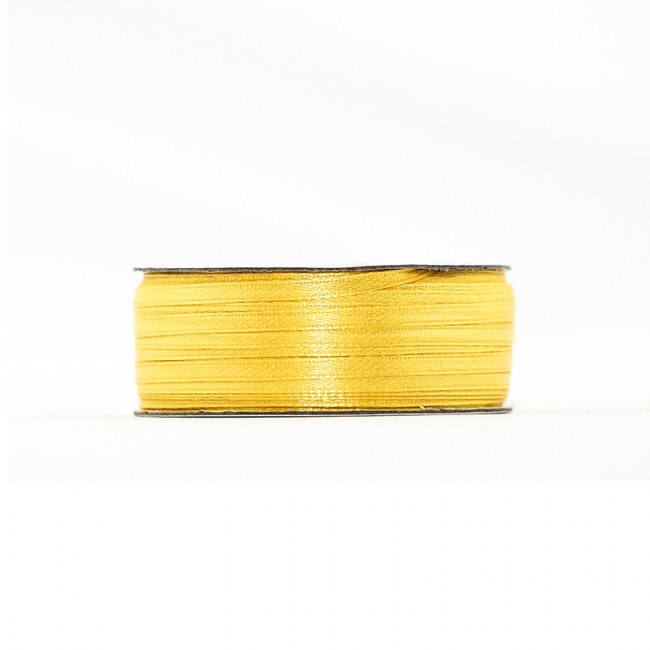 Κορδέλα σατέν κίτρινο 3mm 100m διπλής όψης