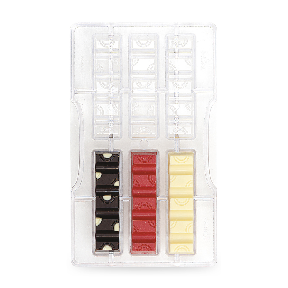 Καλούπι μπάρες λεπτές για σοκολάτα πολυκαρβονικό 8,3x2,1x1,2cm 6τεμ Decora