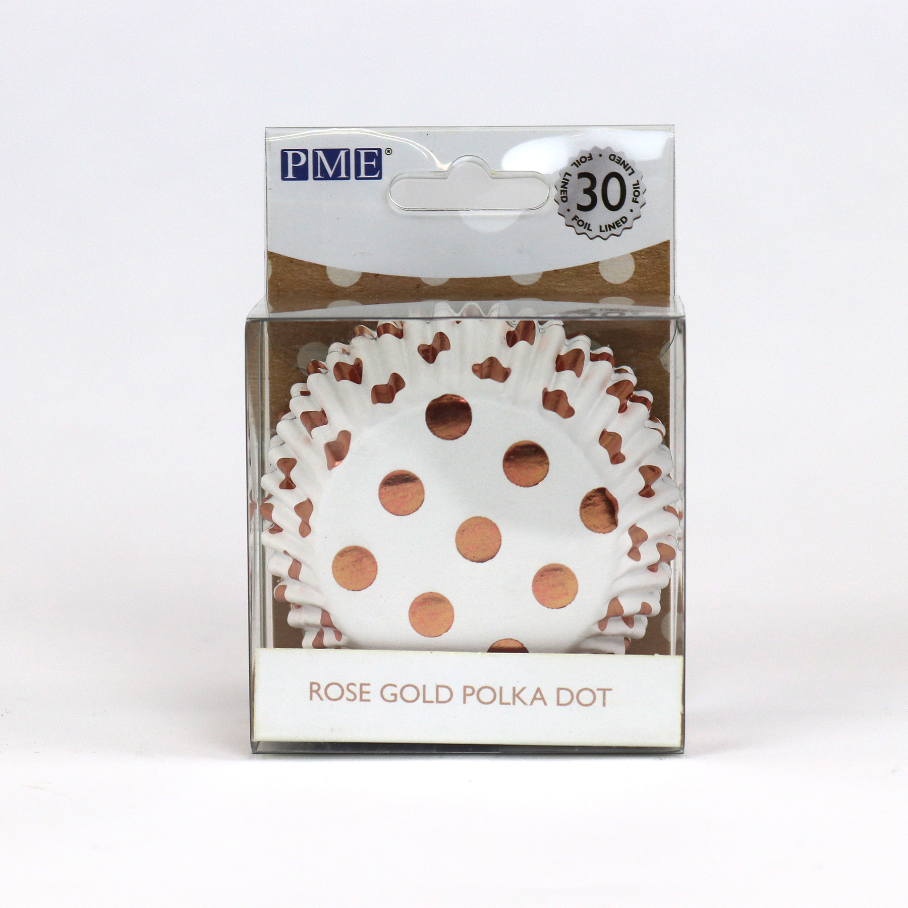 Θήκες cupcake ροζ χρυσό πουά 5cm 30τεμ PME