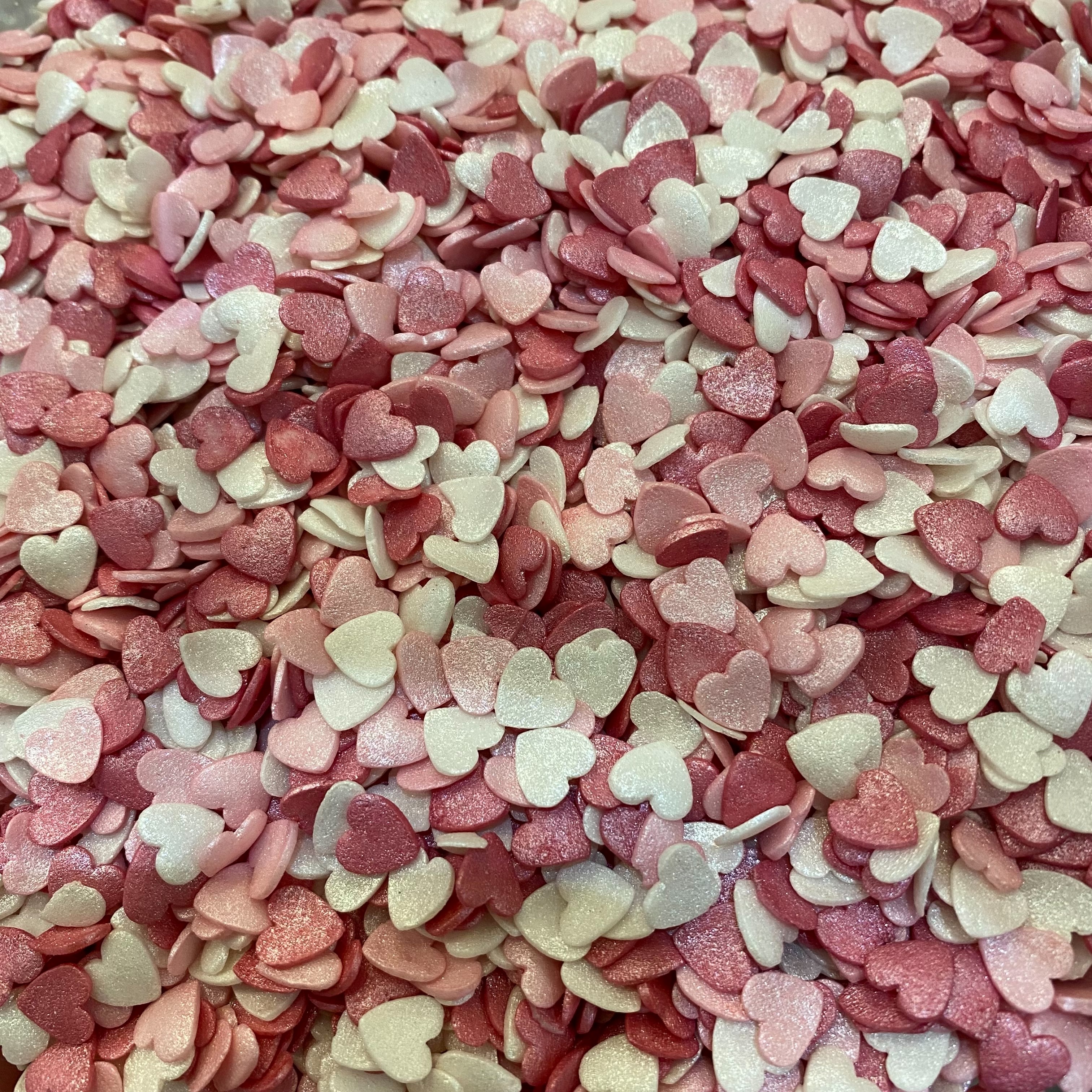 Sprinkles καρδιές λευκές ροζ φουξ 30γρ Sweetbite