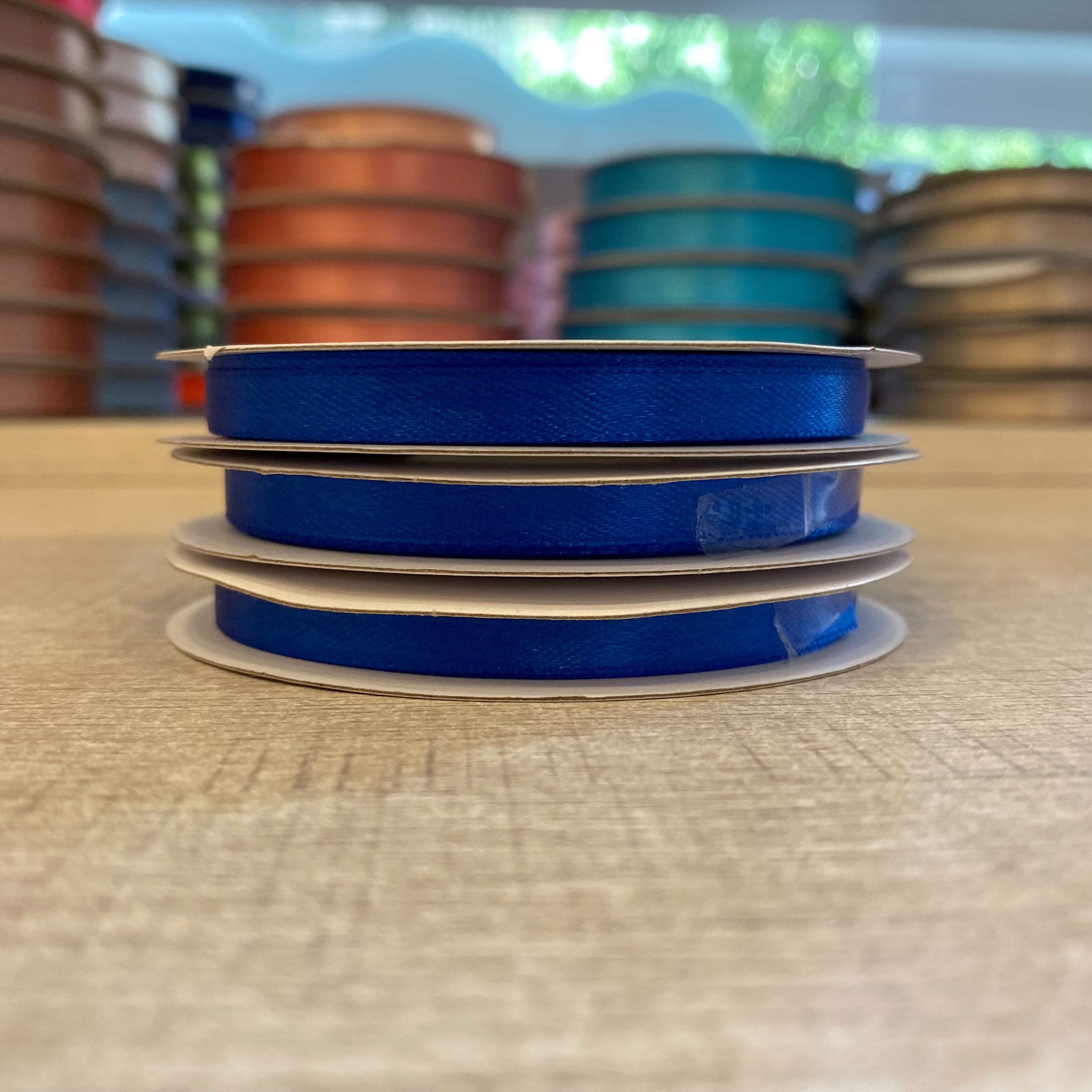 Κορδέλα σατέν μπλε 6mm 25m διπλής όψης