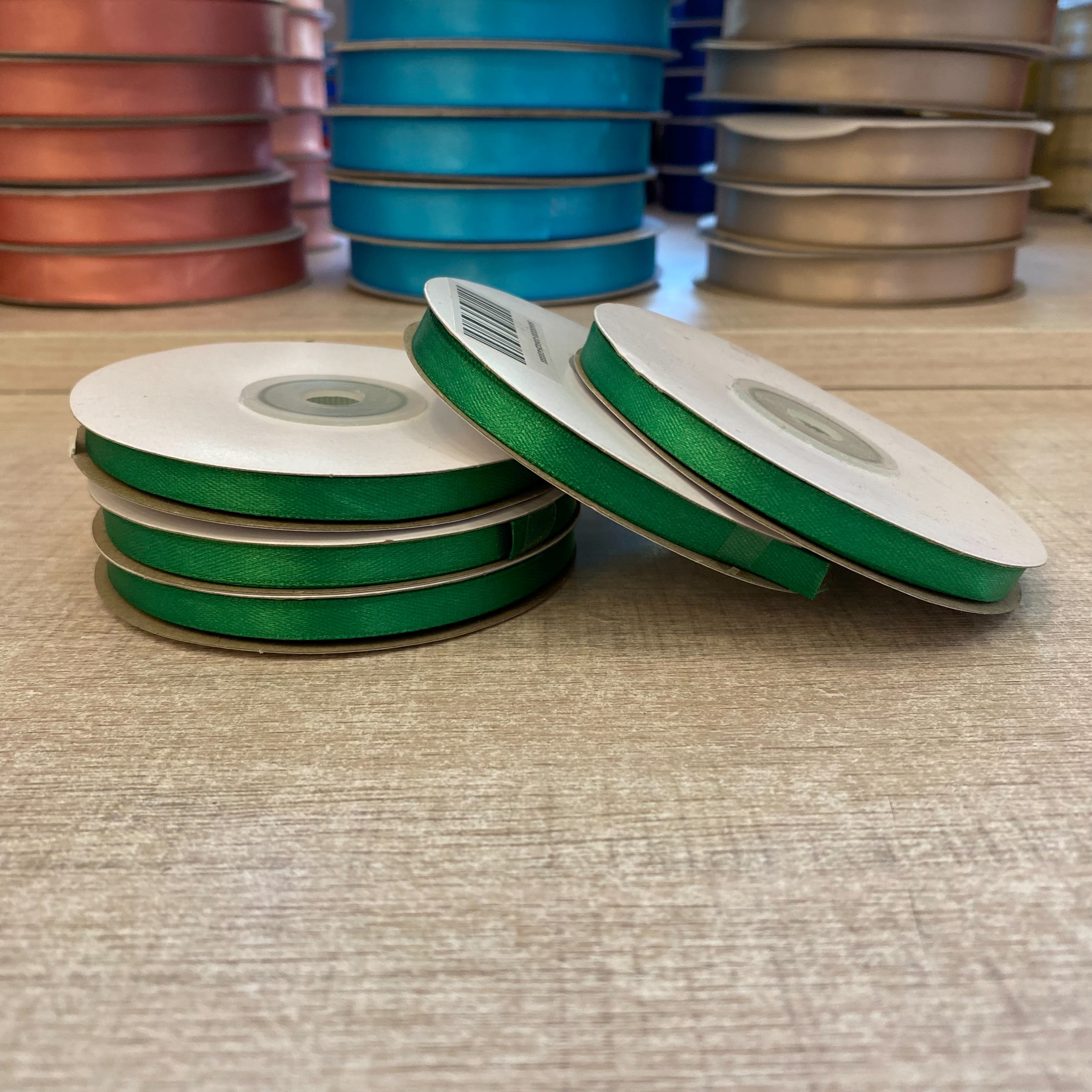 Κορδέλα σατέν πράσινο 6mm 25m διπλής όψης