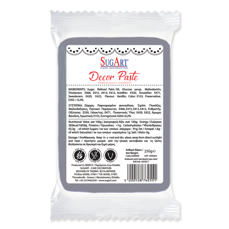 Ζαχαρόπαστα γκρι 250γρ Sugart